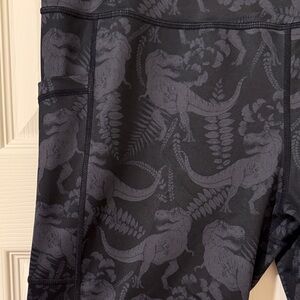 Constantly Varied Gear Black and Grey Dinosaur Patterned Leggings Capri Length
